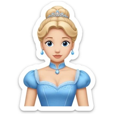 Princesa cinderella Disney com vestido grande e cheio com um coque sticker