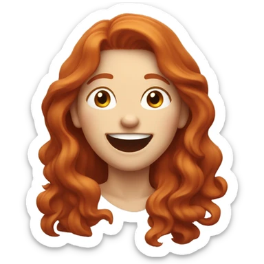 Pale, Long Wavy haired red head woman laughing and pointing sticker