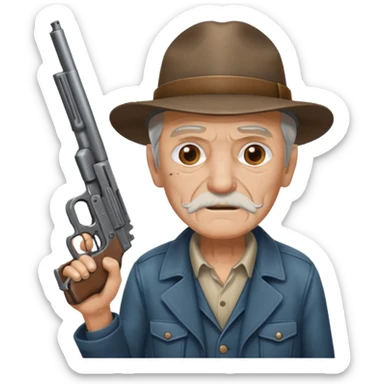 Make a emoji of a old man with a gun sticker