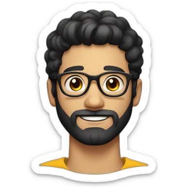 fair skinned  guy with black spectacles and a neat black  hairstyle with beard sticker