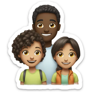 playful kids in a parody African American guy brunette girl sticker