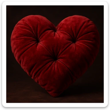 heart with a velvet cushion look, realistic digital art style sticker