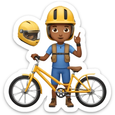 Bike Boy with calling talk emoji  sticker