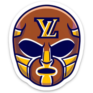 designer Louis Vuitton luchador mask with the iconic LV monogram pattern and damier print sticker