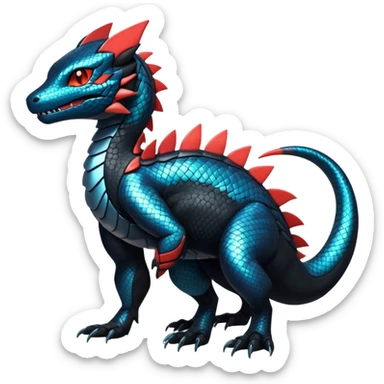 Modern Futuristic Iridescent Cyber-Salandit-Litten-Hybrid (Full body) sticker