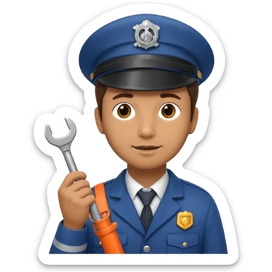 Engineer with wrench,Train Crew. sticker
