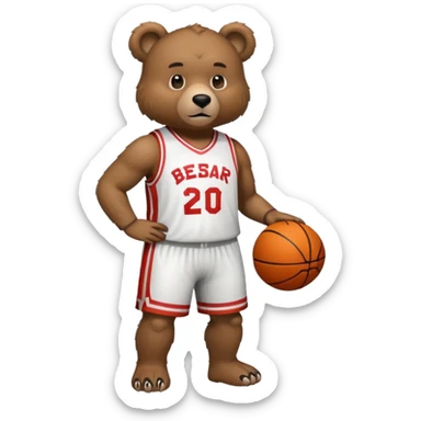 Bear with full body and wearing basketball Jersey sticker