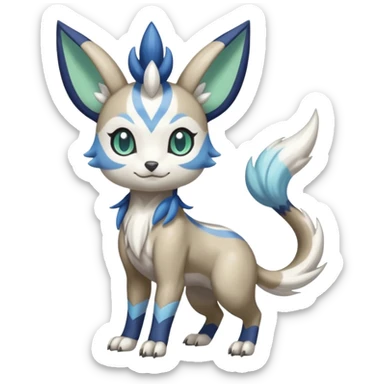 Colorful Skilled Adept Graceful Asian Painted WereGarurumon-Meloetta-Minccino-Cinccino-Meowstic-fusion-hybrid-creature (full body) sticker