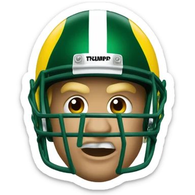 Donald Trump wearing university of Oregon football helmet sticker