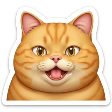 fat yellow confused cat open mouth and question mark signs on his head sticker