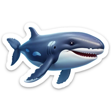 Cinematic Comical Humpback Whale Portrait Emoji, Head tilted dramatically with an exaggeratedly shocked expression, featuring a massive yet graceful body with wide, comically expressive eyes full of playful disbelief and animated pectoral fins, Simplified yet hilariously expressive features, highly detailed, glowing with a slightly sassy oceanic glow, high shine, dramatic yet playful, stylized with an air of cheeky marine mischief, soft glowing outline, capturing the essence of a meme-worthy humpback whale that looks ready to make waves with its hilariously dramatic antics! sticker