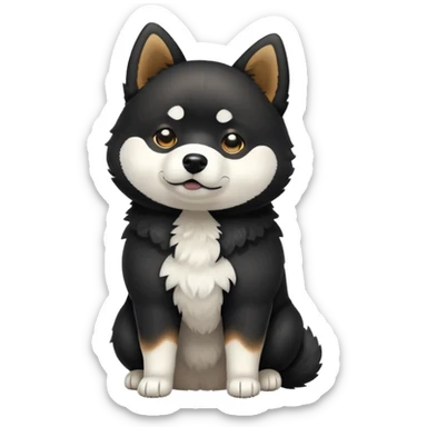 cute black Shiba Inu dog standing full body view sticker