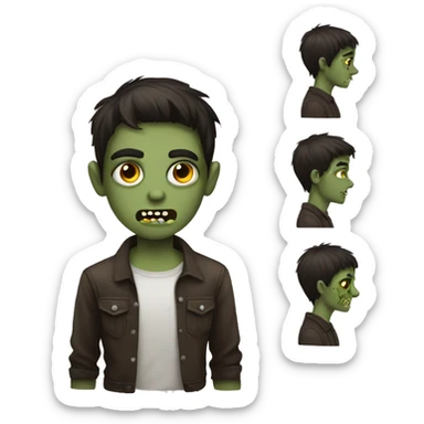 boy zombie teen with dark brown hair medium sticker