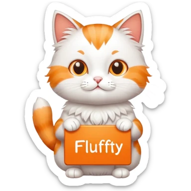 A cat holds the sign with the inscription sticker