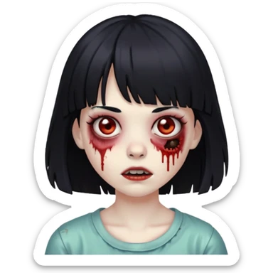 zombie girl whit bangs and black hair sticker