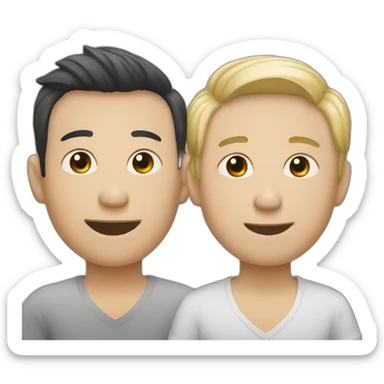 a gay couple of an asian and a german guy sticker