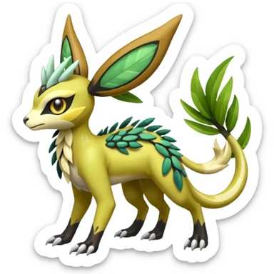  Exotic Tropical Feathery Leathery Scaly Planty Meloetta-Zygarde-Zeraora-Renamon-Protogen-Palkia-hybrid-fusion-Fakémon-creature, full body sticker