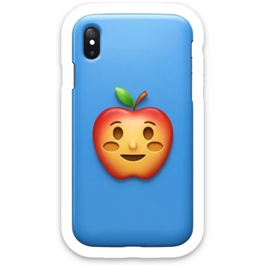 apple style emoji of a smartphone with a blue case sticker