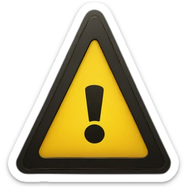 a yellow warning sign in a triangle form with an exclamation point sticker
