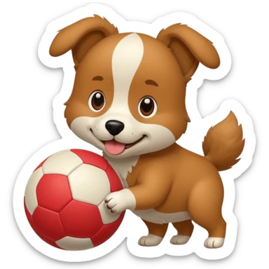 perro jugando con una pelota, divertido sticker