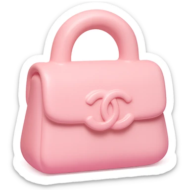 pink Chanel purse, vinyl figure style, collectible toy look, smooth and stylized sticker