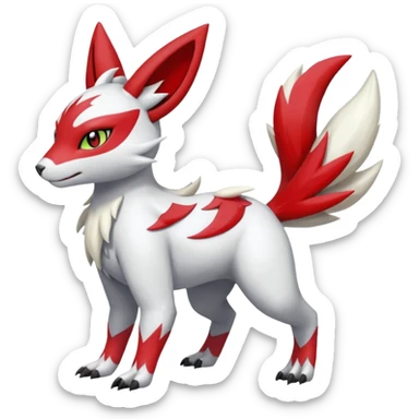 Garurumon-Meloetta--Zangoose-fusion-hybrid-creature (full body) sticker