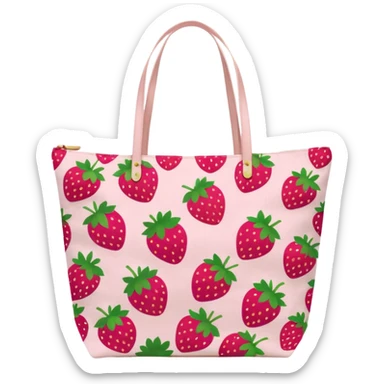 Pink strawberry patterned tote bag sticker