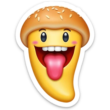 Delicious food emoji with tongue licking lips for 'Yummy' song sticker