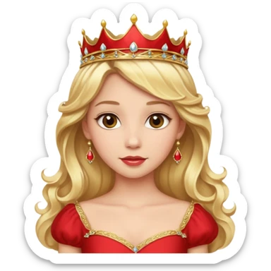 Princess in red Dress with gold Tiara, long wavy Blonde Hair sticker