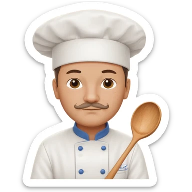 Est-ce que tu peux me faire un chef cuistot qui ressemble à Philippe Etchebest et qui est devant un restaurant?  sticker
