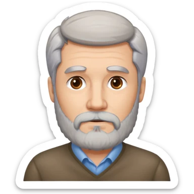 Grey haired bearded man thinking about a pretty brunette woman sticker