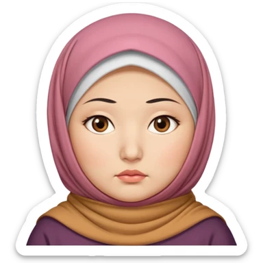 ASIAN WOMAN WITH HIJAB, CHUBBY, SERIOUS FACE sticker