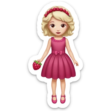Raspberry torte human girl full body and legs with a raspberry barrette on her hair without a cake sticker