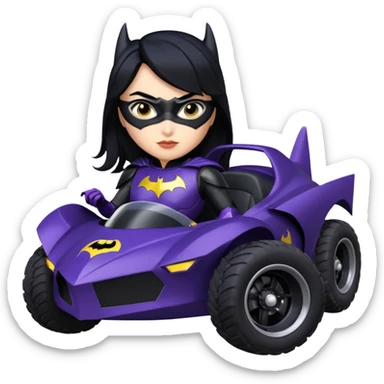 1:14 scale racing sexy fitted Batgirl’s buxom attractively armored midnight-colored tight outfit tv series style dark knight stealthy accurate sporty safe plush deluxe off-road pursuit drifting prototype car (black hair, driving aggressively) rally vehicle  sticker