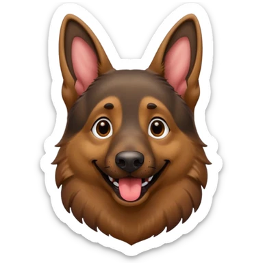 cartoon style dark German Shepherd dog with its long tongue hanging out  sticker