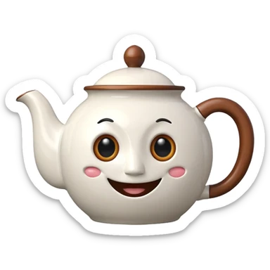 a teapot with eyes and mouth sticker