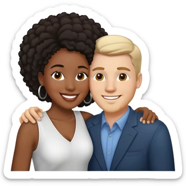 Interracial couple of a black woman and white man sticker