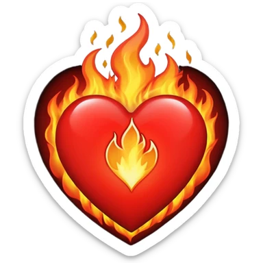 A red heart with bright flames on top, blending realistic fire with a slightly gothic cartoon style. Inside the heart, in small bold gothic text, it says:
Pyromaniacs   sticker