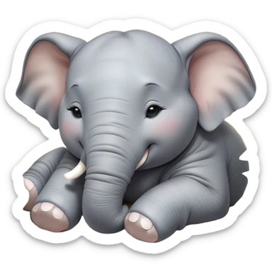 Meme-Worthy Cute Sleeping Elephant Portrait Emoji, Head resting peacefully with a contented smile, showcasing a massive, gentle build and a luxuriously soft gray hide, eyes shut in a serene, restful nap, Simplified yet hilariously adorable features, highly detailed, glowing with a soft, drowsy light, high shine, relaxed and utterly lovable, stylized with an air of playful laziness, bright and heartwarming, soft glowing outline, capturing the essence of a comically sleepy elephant, so meme-worthy it feels like it could instantly become the next viral sensation of adorable slumber! sticker