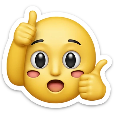 Original yellow Emoji face stressed out with one eye half open quivering out of anxiety and a singular thumbs up sticking out. . The right eye needs to be half closed your fucking dumb  sticker