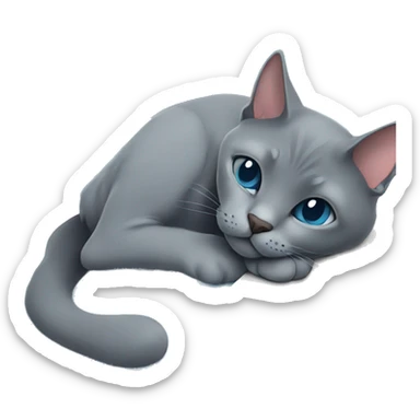 Russian blue cat lounging by a swimming pool  sticker