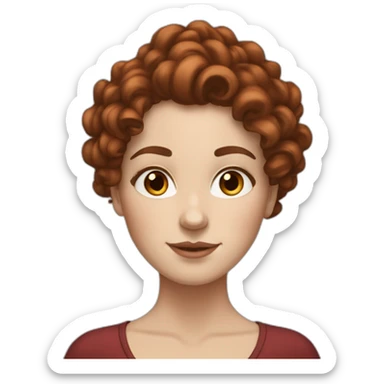 WHITE GIRL WITH VERY LONG, BRUNNET, CURLY HAIR WITH A DARK RED HUE AND A LIGHT SPRAY OF FRECKLES sticker