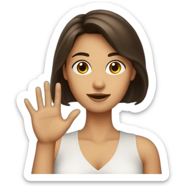 brunette women raise her hand sticker