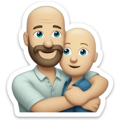 Tall Hungarian blond blue eyes bald bearded man hugs African bald  bearded 50s man sticker