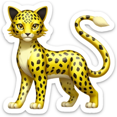 Shiny Elemental Exotic Liepard-Persian-Delcatty-Pokémon-Fakémon-hybrid-creature (full body) sticker