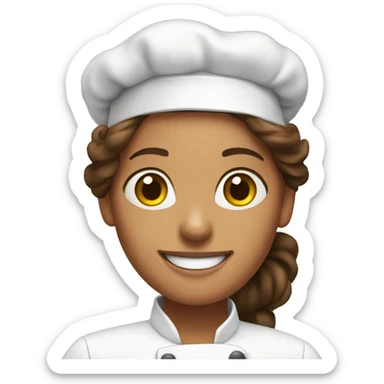 Crear a emoji  woman chef brown hair and smiling with love sticker