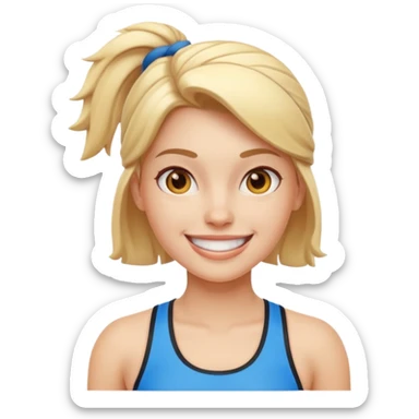 sporty woman cartoon emoji style front view sticker