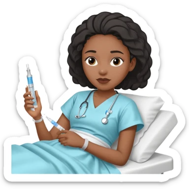 sick black woman getting syringe shot  sticker