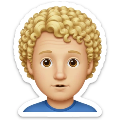 blonde white boy with curly hair and big nose and double chin  sticker