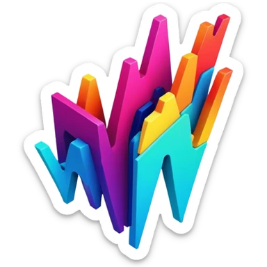 Glitch art, pixelated abstract shape, distorted lines, bright colors, minimalistic, on a white background, simple, clean, no extra details. sticker